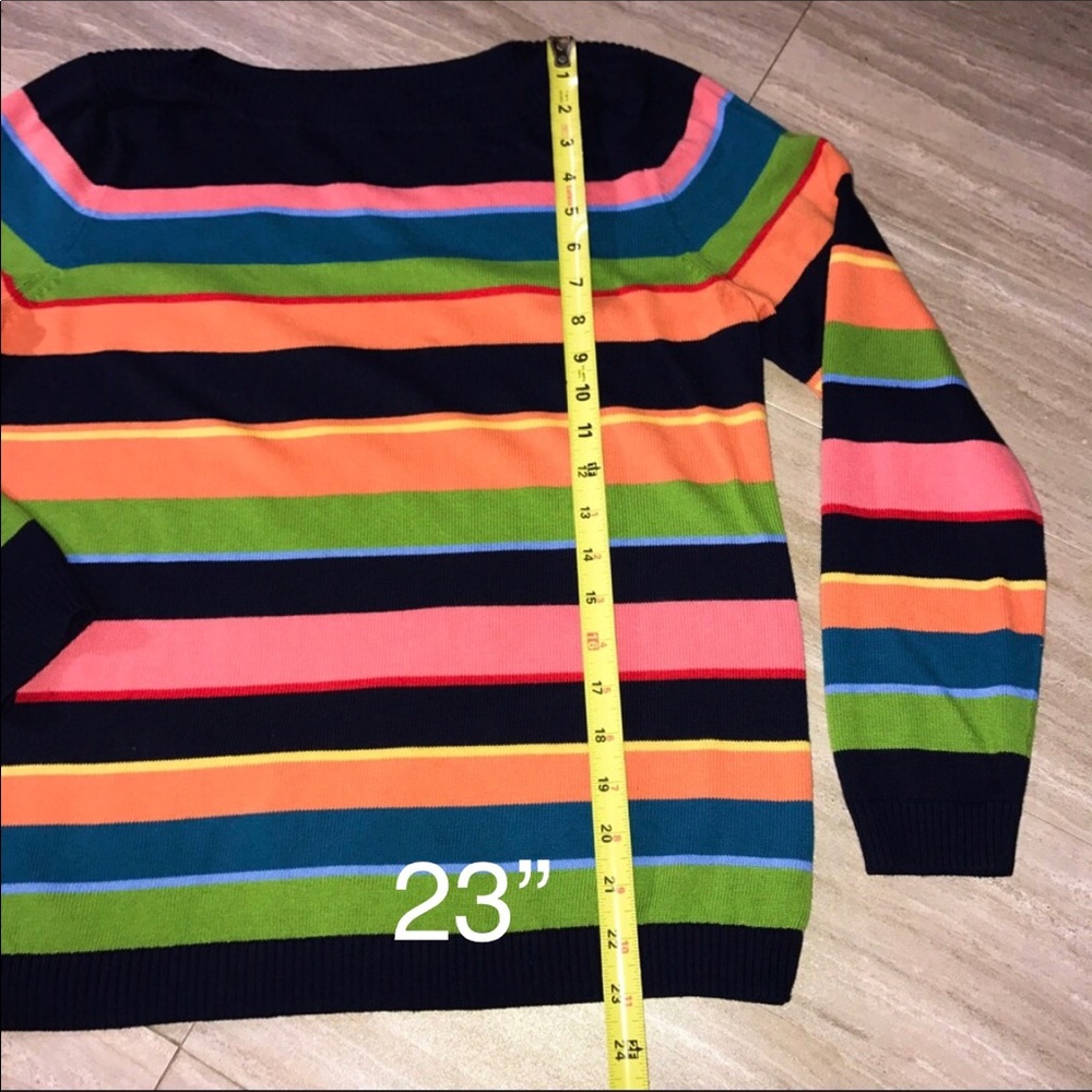 SOLD-Talbots Navy Blue & Pink Striped Sweater - Picture 5 of 6